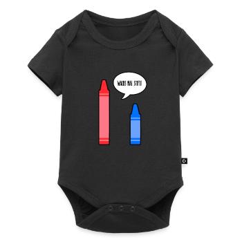 Wachsmalstift FLACHWITZ Wachs mal Stift - Baby Premium Kurzarmbody - Schwarz - Vorne