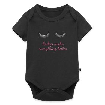Lashes Make Everything Better Make Up Kosmetiker - Baby Premium Kurzarmbody - Schwarz - Vorne