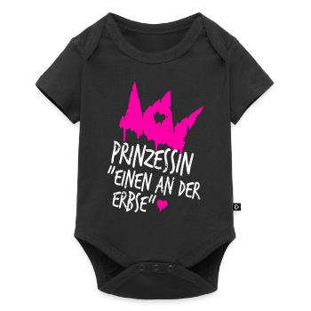 Prinzessin Krone Tussi Erbse Lustige Sprüche - Baby Premium Kurzarmbody - Schwarz - Vorne