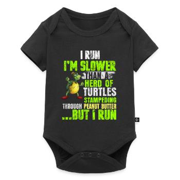 Course de jogging tortue en disant cadeau - Body à manches courtes Premium Bébé - noir - Devant