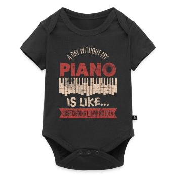 Klavier - Baby Premium Kurzarmbody - Schwarz - Vorne