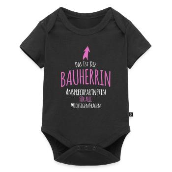 Bauherrin Bauherren Hausbau Geschenk Baustelle - Baby Premium Kurzarmbody - Schwarz - Vorne