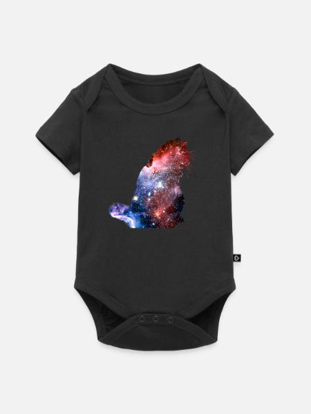 Katze Katzen Universum Sterne Galaxie - Baby Premium Kurzarmbody - Schwarz