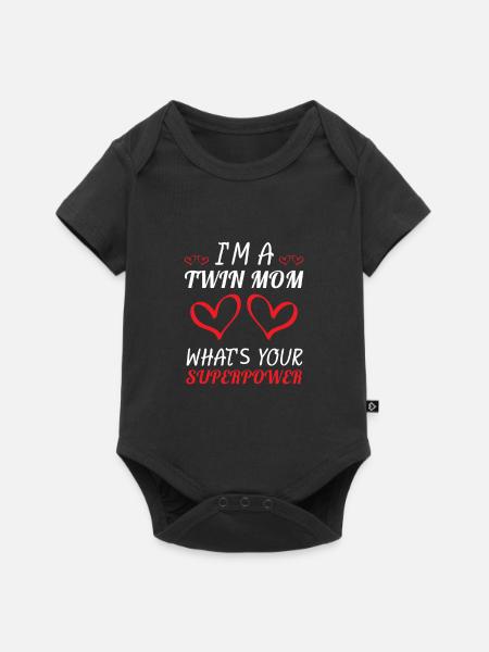 Mom Superpower - Mutter - Shirt - Baby Premium Kurzarmbody - Schwarz