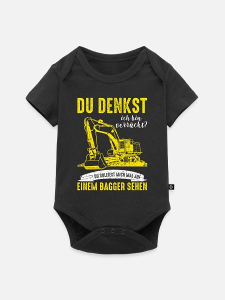 Baggerfahrer Bagger Baggerführer baggern ·Verrückt - Baby Premium Kurzarmbody - Schwarz