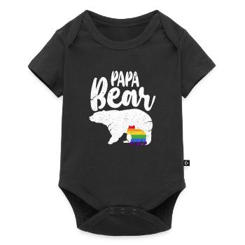 Bär LGBT Papa Bear Gay Pride Regenbogen Geschenk - Baby Premium Kurzarmbody - Schwarz - Vorne