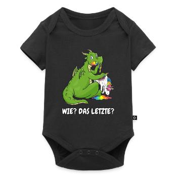 Wie das letzte Geschenk Drache frisst Einhorn fun - Baby Premium Kurzarmbody - Schwarz - Vorne