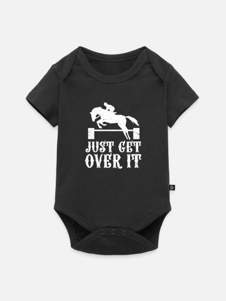 Springreiten Reiter Reitstall Pferd Geschenk - Baby Premium Kurzarmbody - Schwarz