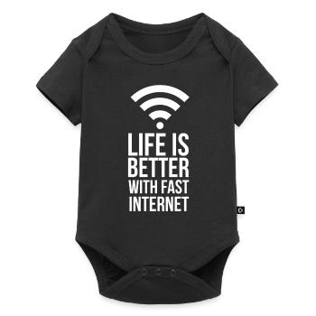fast internet fiber optic nerd shirt - Baby Premium short-sleeve bodysuit - black - Front