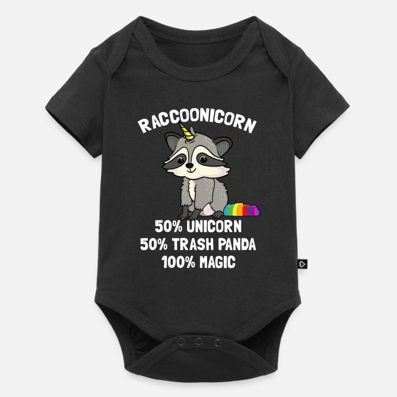 Waschbär Waschbären Einhorn Einhörner Geschenk - Baby Premium Kurzarmbody - Schwarz