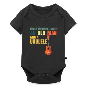 Ukulele Papa Opa - Baby Premium Kurzarmbody - Schwarz - Vorne