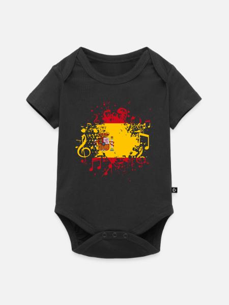 Spanien Flagge Musik - Baby Premium Kurzarmbody - Schwarz