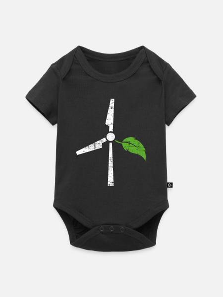 Umweltschutz Windenergie - Baby Premium Kurzarmbody - Schwarz