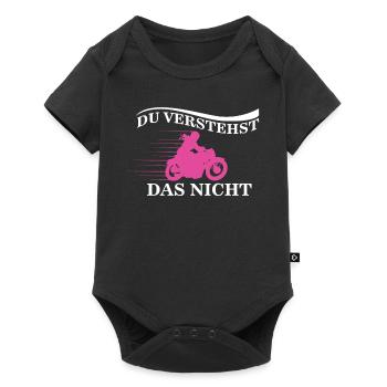 Motorradfahrerin Bikerin Motorrad Wellness Moped - Baby Premium Kurzarmbody - Schwarz - Vorne