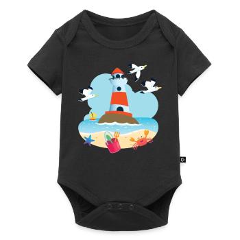 Lighthouse beach - Baby Premium short-sleeve bodysuit - black - Front