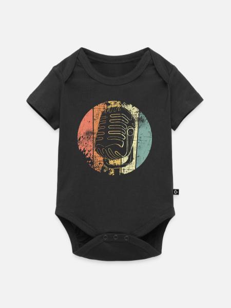 Mikrofon retro - Baby Premium Kurzarmbody - Schwarz