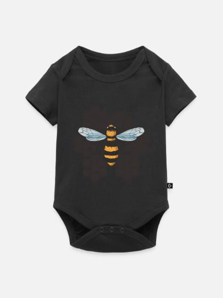 Biene - Baby Premium Kurzarmbody - Schwarz