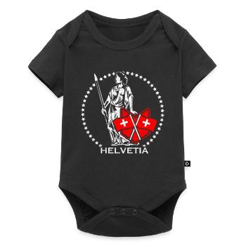 1291 Switzerland Swiss Flag Helvetia Gift - Baby Premium short-sleeve bodysuit - black - Front