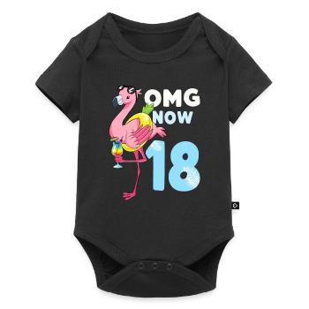 18 ans cadeau flamant rose 18e anniversaire fille - Body à manches courtes Premium Bébé - noir - Devant