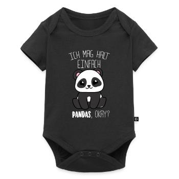 Panda Ich mag halt Pandas Lustig - Baby Premium Kurzarmbody - Schwarz - Vorne