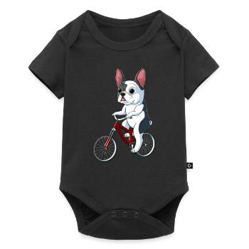 French Bulldog on a Bicycle - Baby Premium short-sleeve bodysuit - black - Front