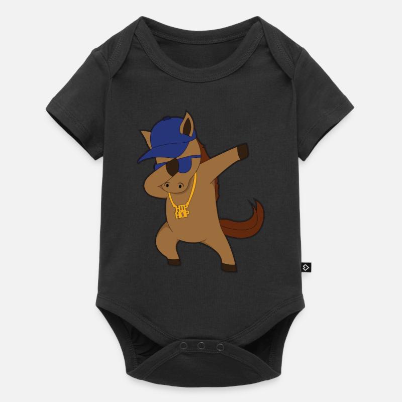Pferd comic dabbing cool - Baby Premium Kurzarmbody - Schwarz