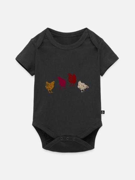 Huhn Hühner - Baby Premium Kurzarmbody - Schwarz