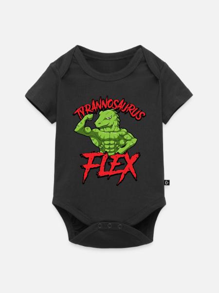Fitness Gym Sport Power Lifting Tyrannosaurus Flex - Baby Premium Kurzarmbody - Schwarz