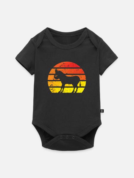 Esel Pferd - Baby Premium Kurzarmbody - Schwarz