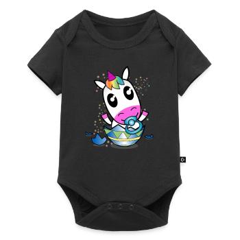 Einhorn Baby T-Shirt | Süßes Shirt mit Einhorn - Baby Premium Kurzarmbody - Schwarz - Vorne