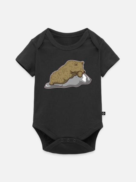 Braunbär Bär Tier Zoo Tierpark Jungle Geschenk - Baby Premium Kurzarmbody - Schwarz