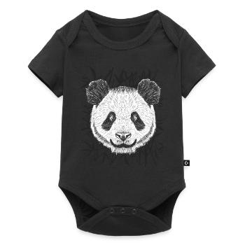 Panda jungle bamboo - Baby Premium short-sleeve bodysuit - black - Front