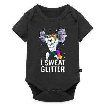 Ich schwitze beim Einhorn-Gewichtheben - Baby Premium Kurzarmbody - Schwarz - Vorne