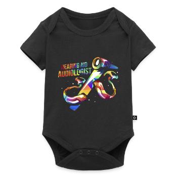 Hörakustiker Geschenk - Baby Premium Kurzarmbody - Schwarz - Vorne
