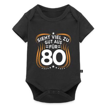 80. Geburtstag - Baby Premium Kurzarmbody - Schwarz - Vorne