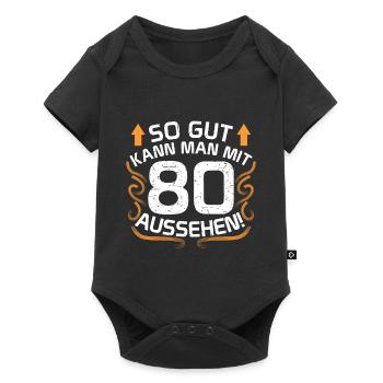 80. Geburtstag - Baby Premium Kurzarmbody - Schwarz - Vorne