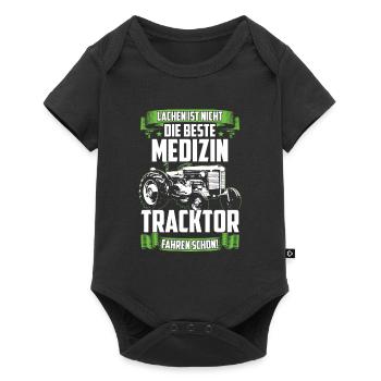 Farmer Bauer Landwirtschaft Geschenk Tracktor - Baby Premium Kurzarmbody - Schwarz - Vorne