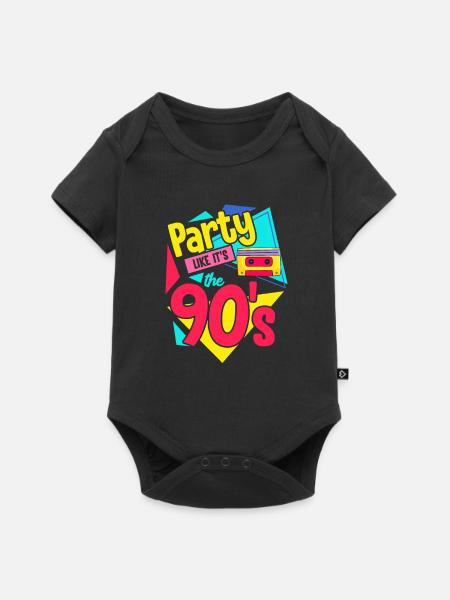 90er Jahre Party Kassette 90s Retro Geschenk - Baby Premium Kurzarmbody - Schwarz