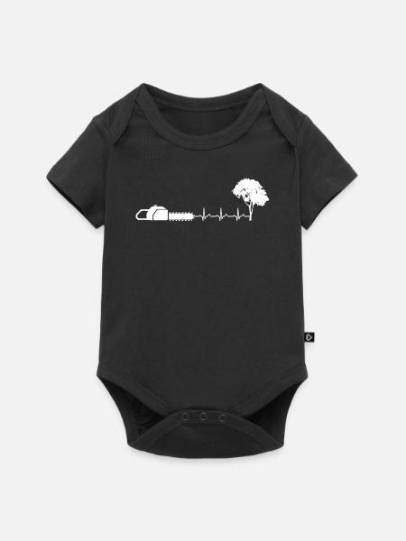 Holzfäller EKG Puls Herzschlag - Baby Premium Kurzarmbody - Schwarz