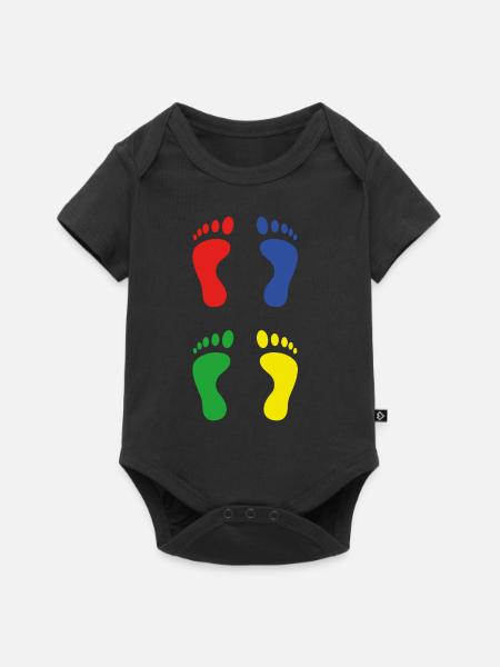 Fuß Fußabdruck - Baby Premium Kurzarmbody - Schwarz