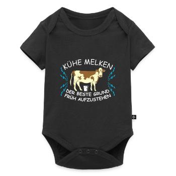 Kuh Kühe - Baby Premium Kurzarmbody - Schwarz - Vorne