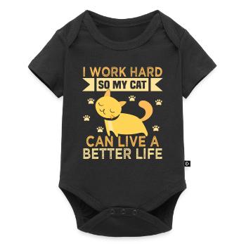 Cats love cats lady work - Baby Premium short-sleeve bodysuit - black - Front