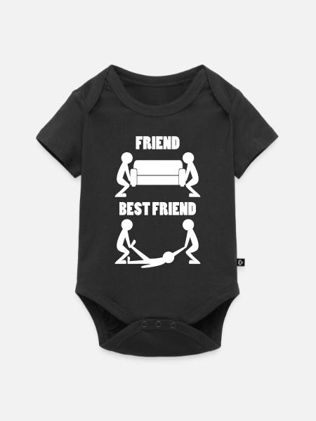 BEST FRIEND BFF Retro Freundin Geschenk Für 2 - Baby Premium Kurzarmbody - Schwarz