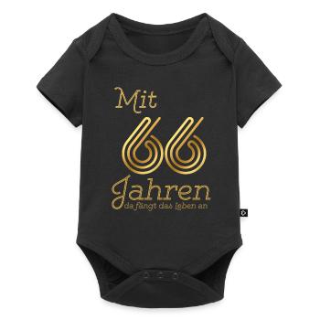 At the age of 66, life begins. Gift 66. - Baby Premium short-sleeve bodysuit - black - Front