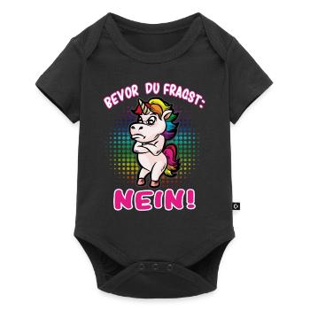Bevor du fragst: Nein! Selbstbewusstes Einhorn - Baby Premium Kurzarmbody - Schwarz - Vorne