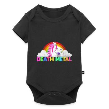 Rainbow Death Metal Unicorn - Baby Premium short-sleeve bodysuit - black - Front