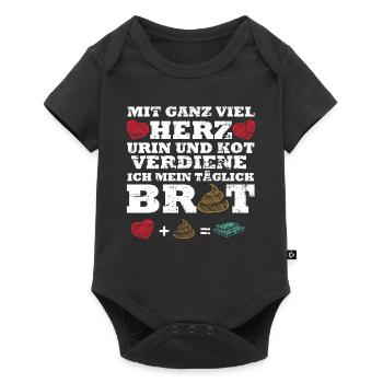 mit ganz viel Herz Urin und Kot verdiene - Baby Premium Kurzarmbody - Schwarz - Vorne