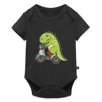 Moped moped two-wheeler dino dinosaur biker - Baby Premium short-sleeve bodysuit - black - Front