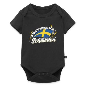 Schweden garnix muss ich nur nach Schweden Winston - Baby Premium Kurzarmbody - Schwarz - Vorne