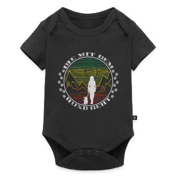 Die mit dem Hund geht Gassi gehen Hundehalterin - Baby Premium Kurzarmbody - Schwarz - Vorne